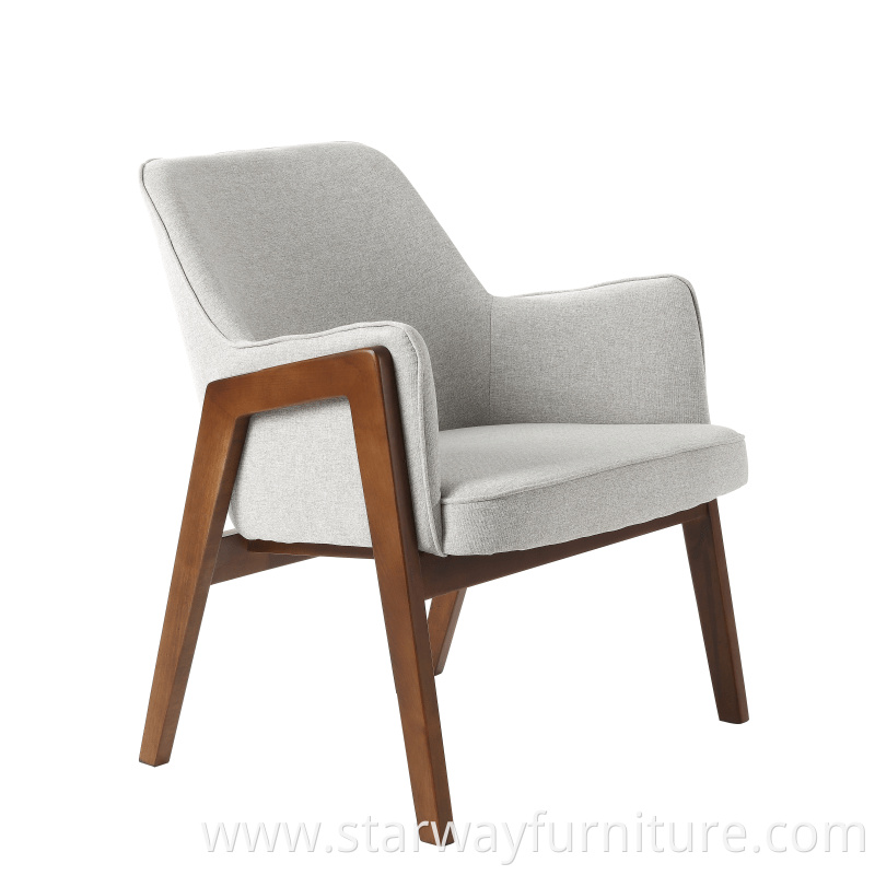 Modern Fabric Armrest Leisure Chair with Solid Wood Frame Living Room Chair